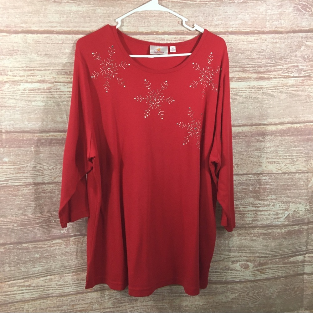 Quacker Factory Red Snowflake Top - image 1